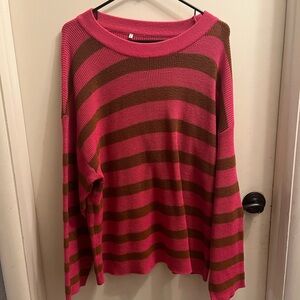 Pink and Brown Striped Sweater
